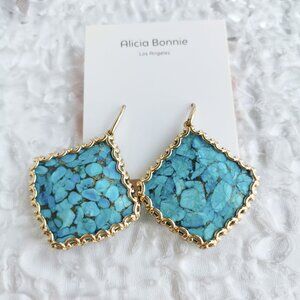 Alicia Bonnie - Harper Gold Bronze Veined Turquoise Earrings - new